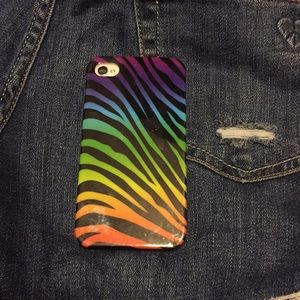 iPhone 4 rainbow zebra case